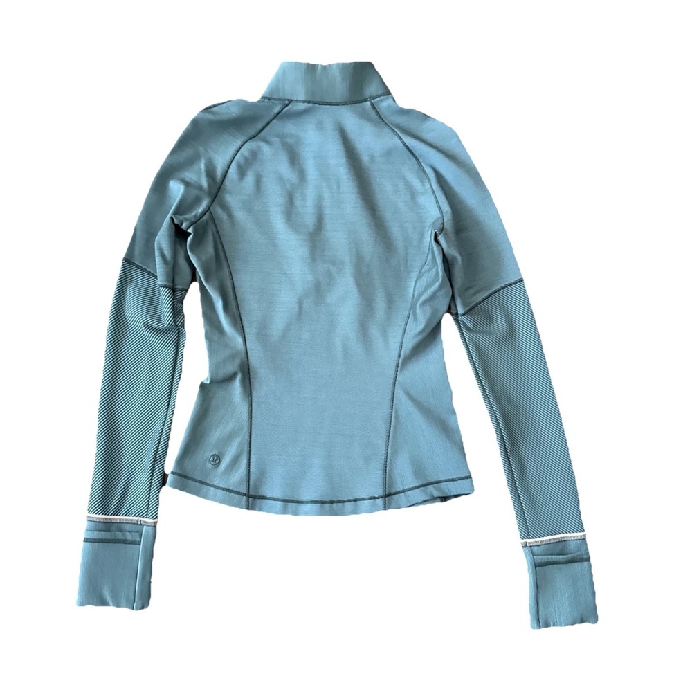 Lululemon Runderful 1/2 Zip Women 4 Teal Rulu Running Pullover Thumbholes - Picture 2 of 8